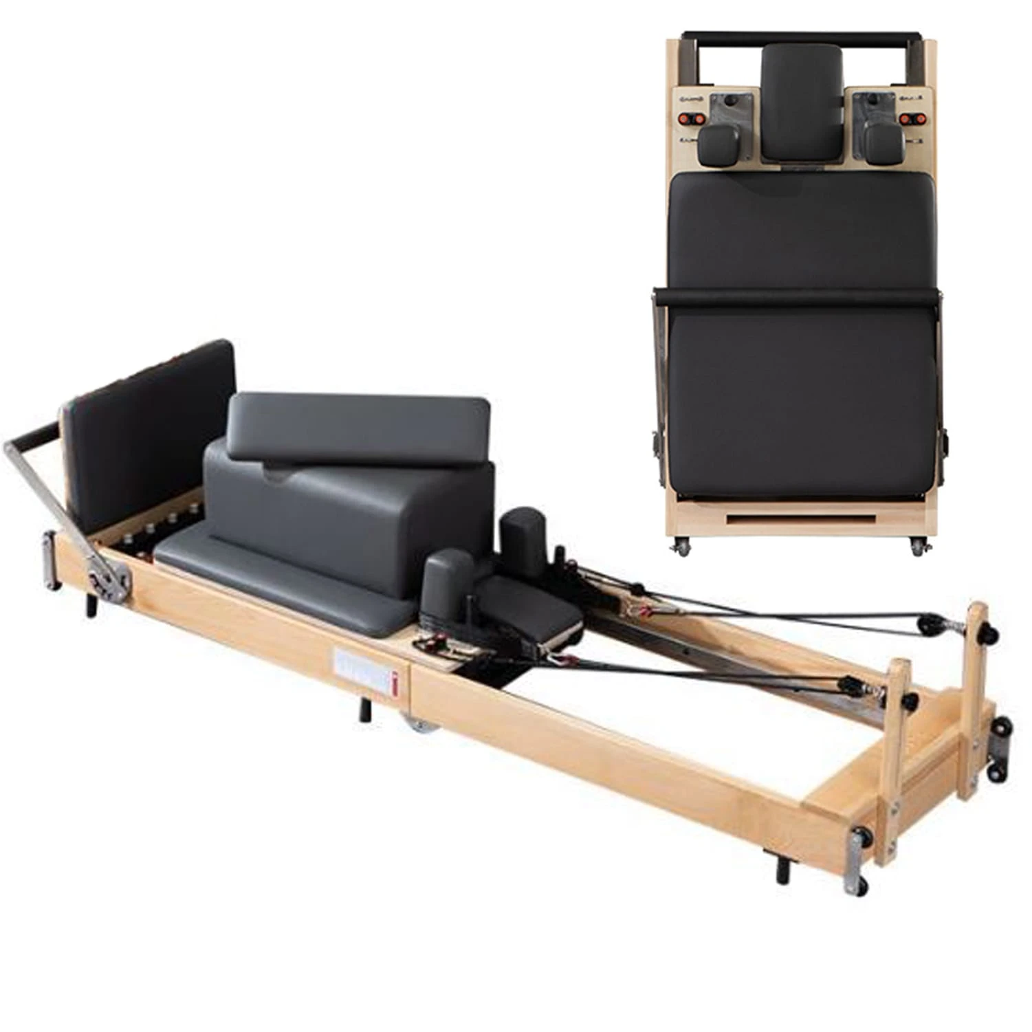 Portable folding pilates reformer- Wooden Frame Pilates Reformer from Modern Fitness