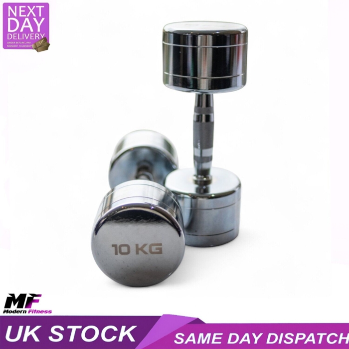 10kg Chrome Dumbbells Pair - Image 4