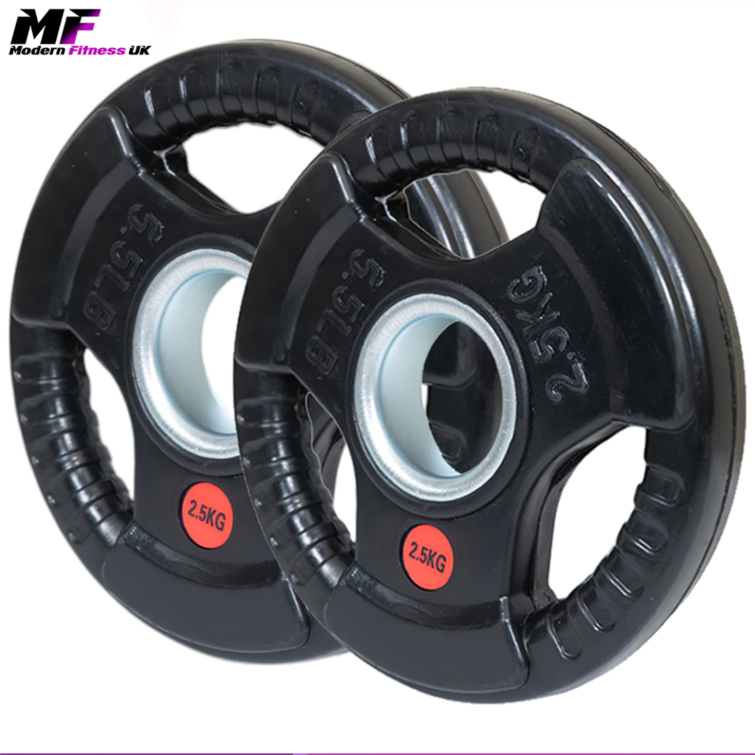 Rubber Tri-Grip Olympic Weight Plates Pair 2.5kg - Image 3